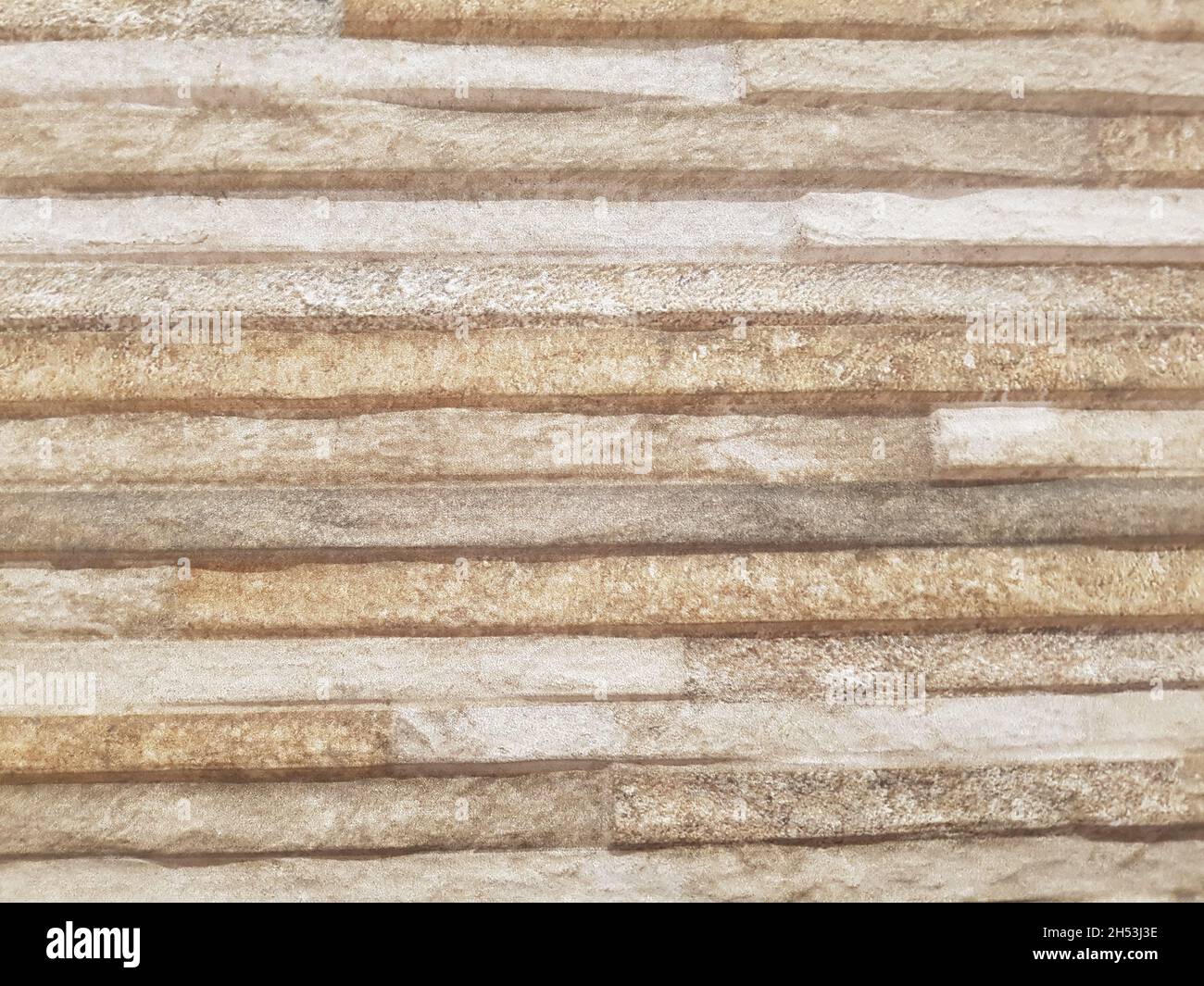 Background photo, interior stone wall texture, with horizontal lines. Top view, full screen. Stock Photo