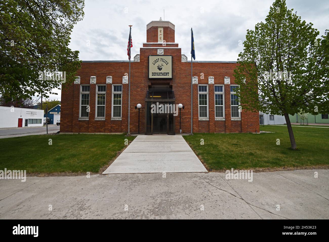 Libby Police Department. Lincoln County, northwest Montana. (Photo by Randy Beacham) Stock Photo