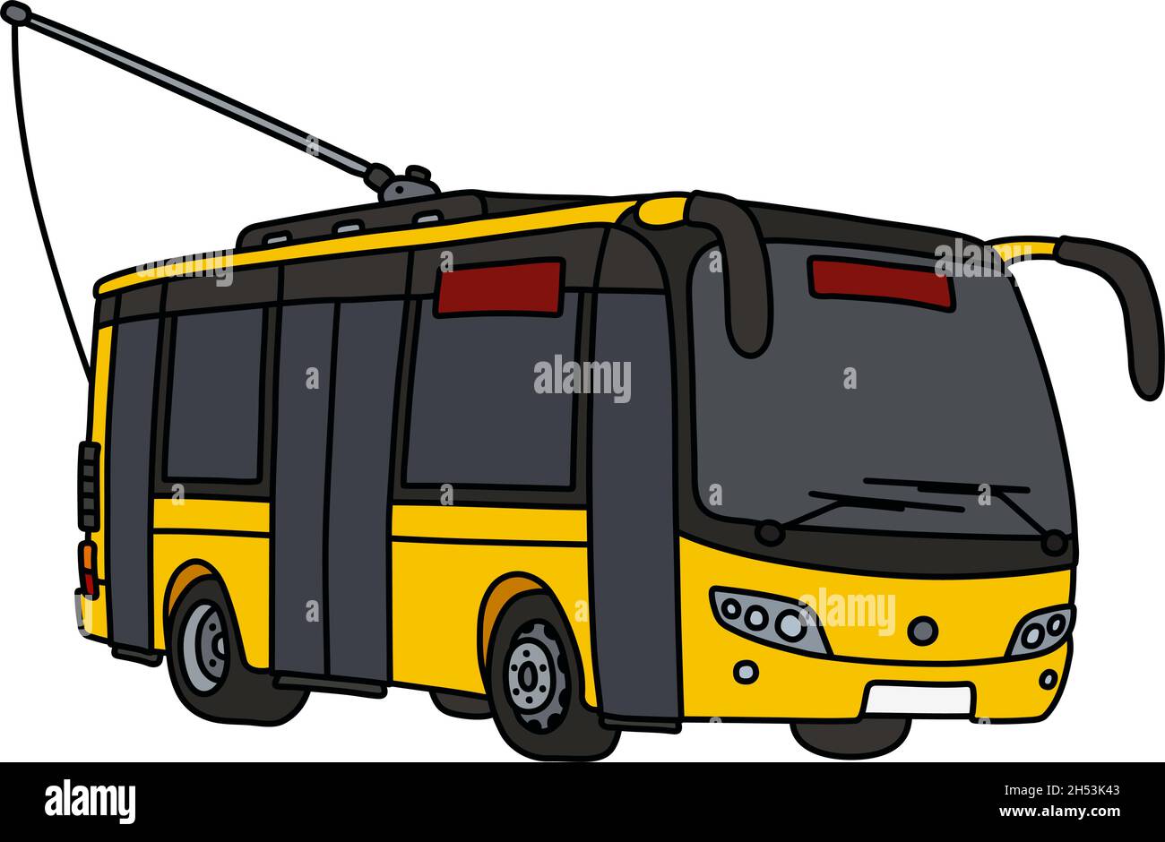 The vectorized hand drawing of a yellow trolley bus Stock Vector Image ...