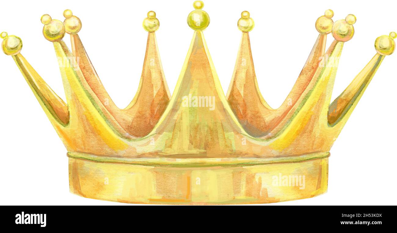 Watercolor Gold Crown with intertwining decorative elements Stock Photo ...