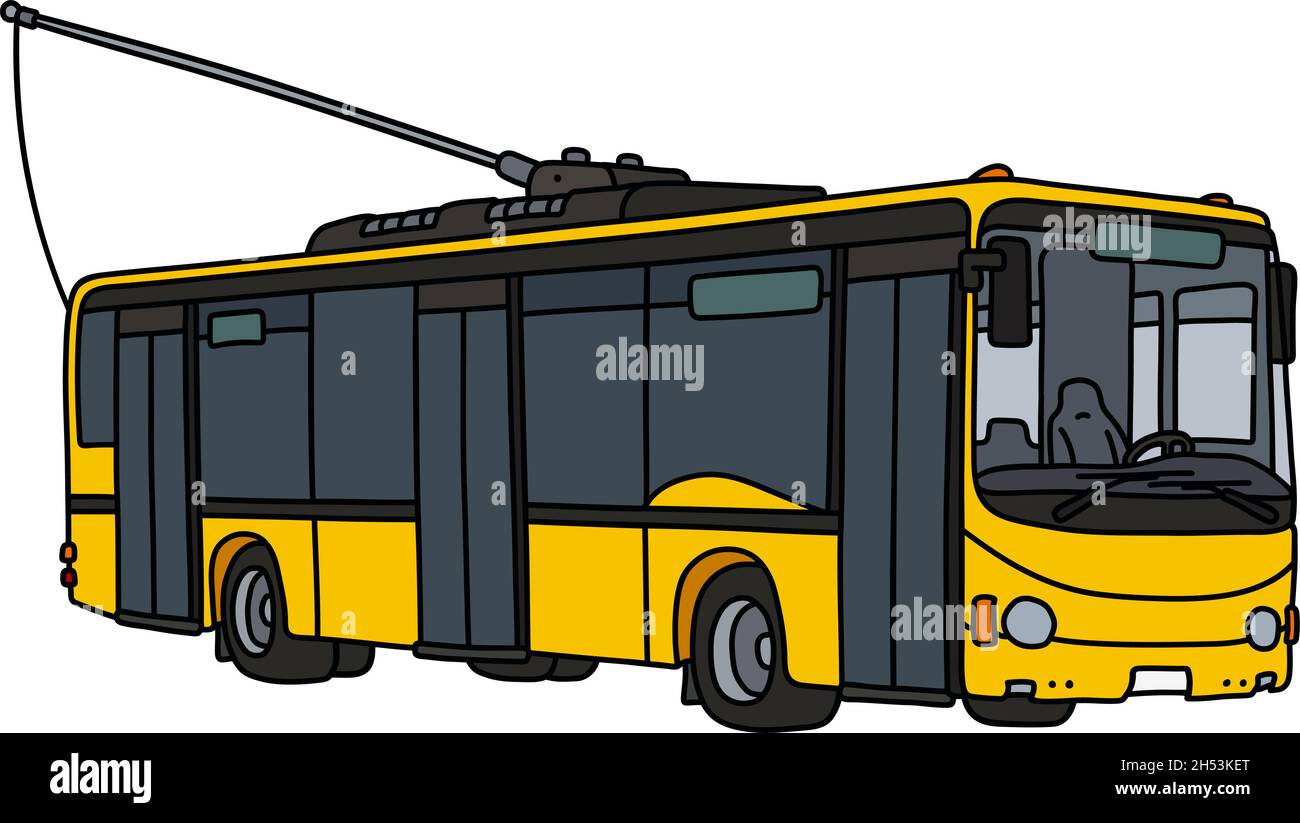 The vectorized hand drawing of a yellow trolleybus Stock Vector Image ...