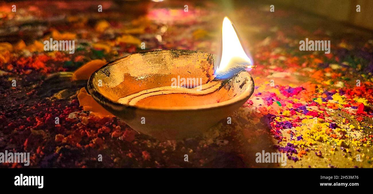 Diwali lamp: The festival of light. Tihar / Dipawali. Hindu's Festival. Stock Photo