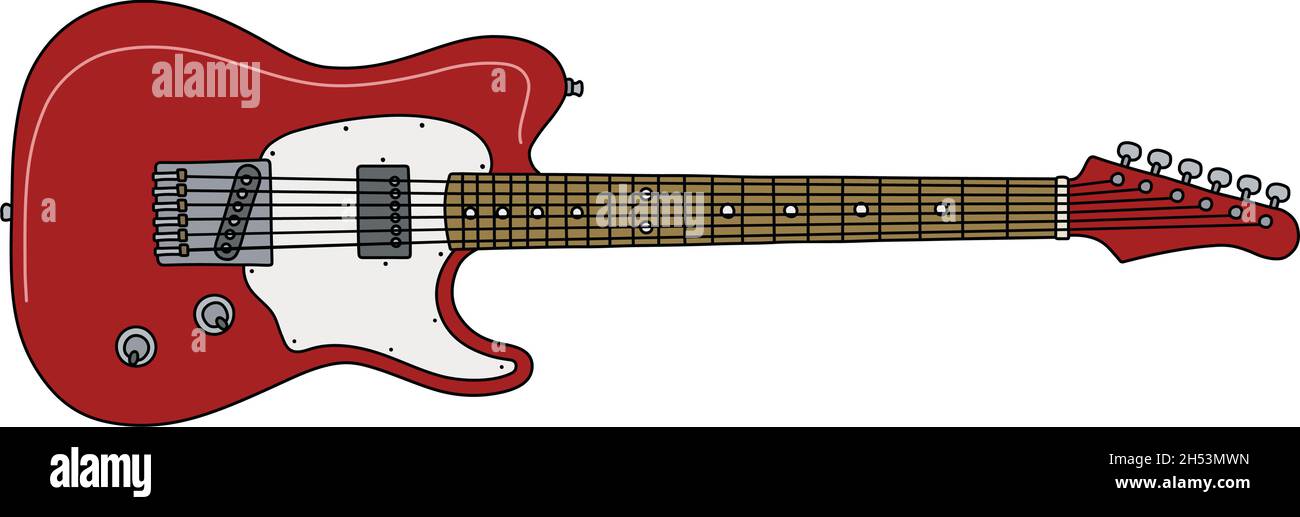 The vectorized hand drawing of a classic red electric guitar Stock ...