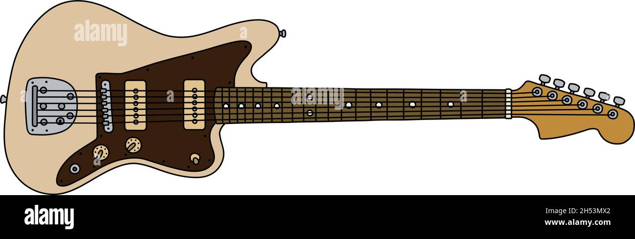 The vectorized hand drawing of a retro beige electric guitar Stock Vector  Image & Art - Alamy