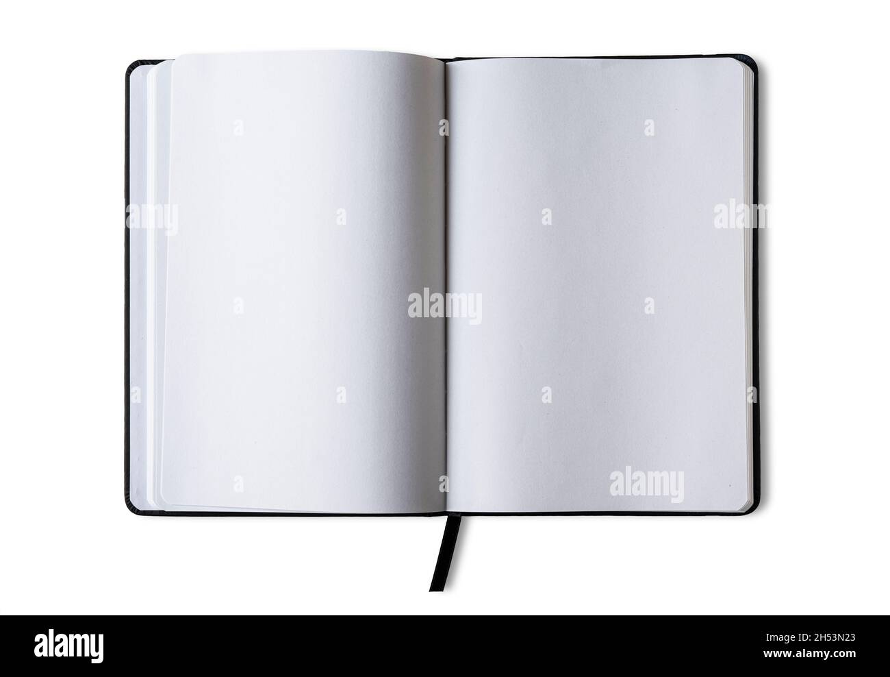 Notebook unfolded showing blank pages. Stock Photo
