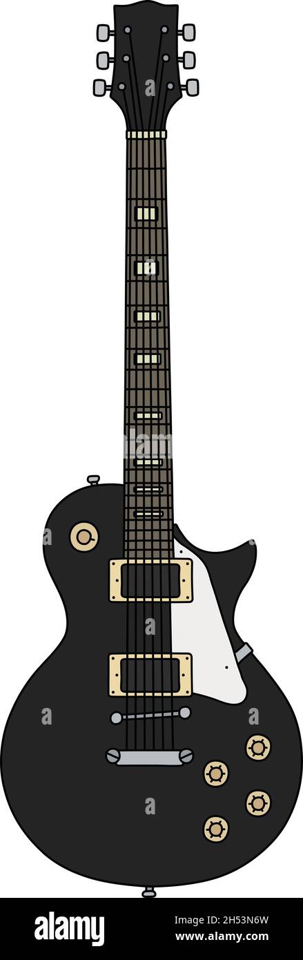 The vectorized hand drawing of a classic black electric guitar Stock ...