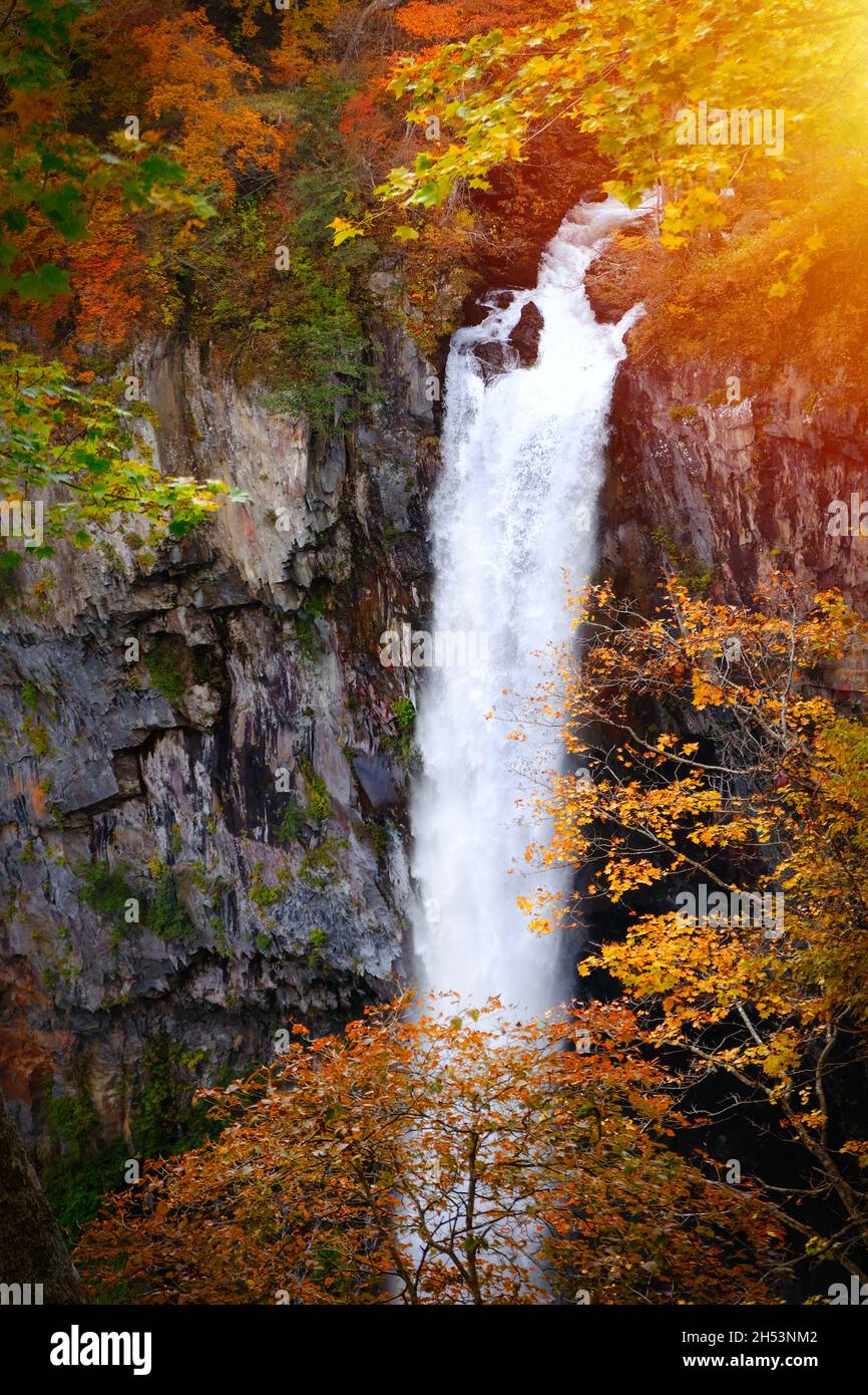 Kegon waterfall in Nikko, Japan. Kegon waterfall is one of top 3 waterfalls in Japan. Stock Photo