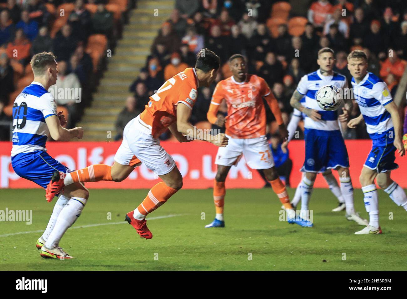 Kenny Dougall #12 of Blackpool scores but it’s give off-side Stock ...