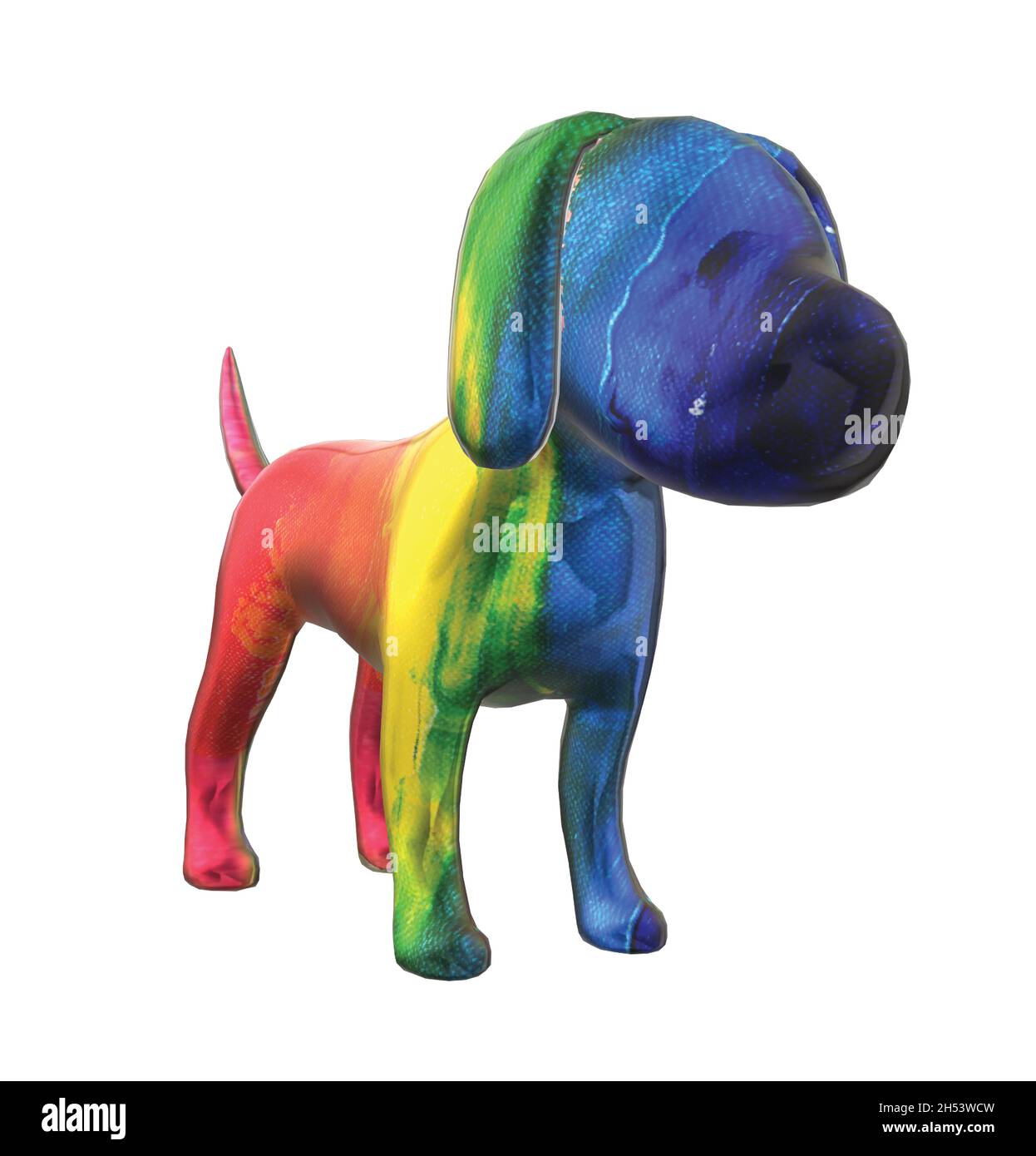 Dog Puppy Paw Statue in Rainbow Colors Stock Vector