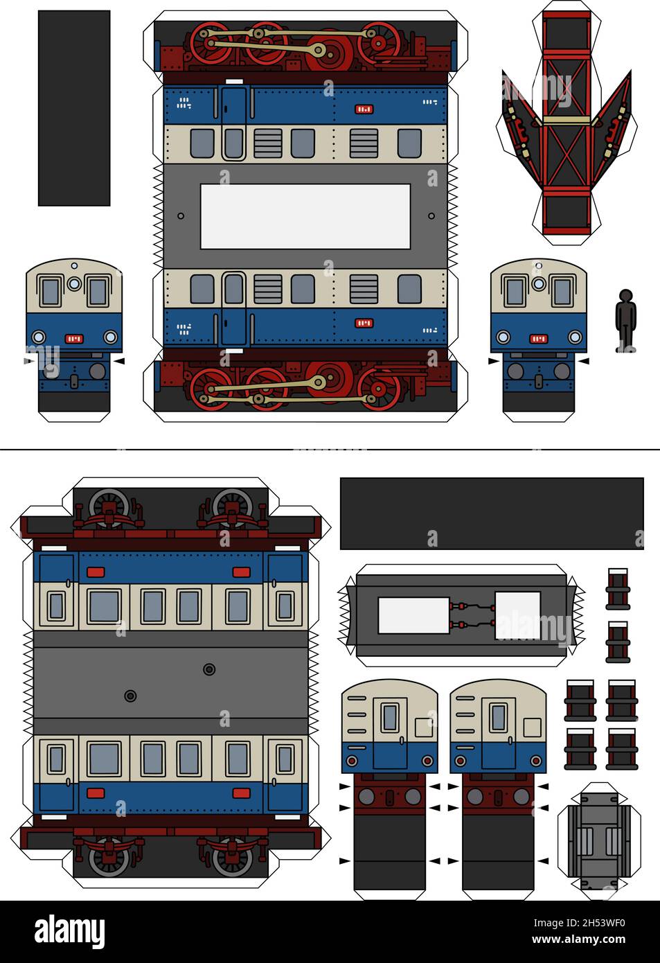 papercraft train templates