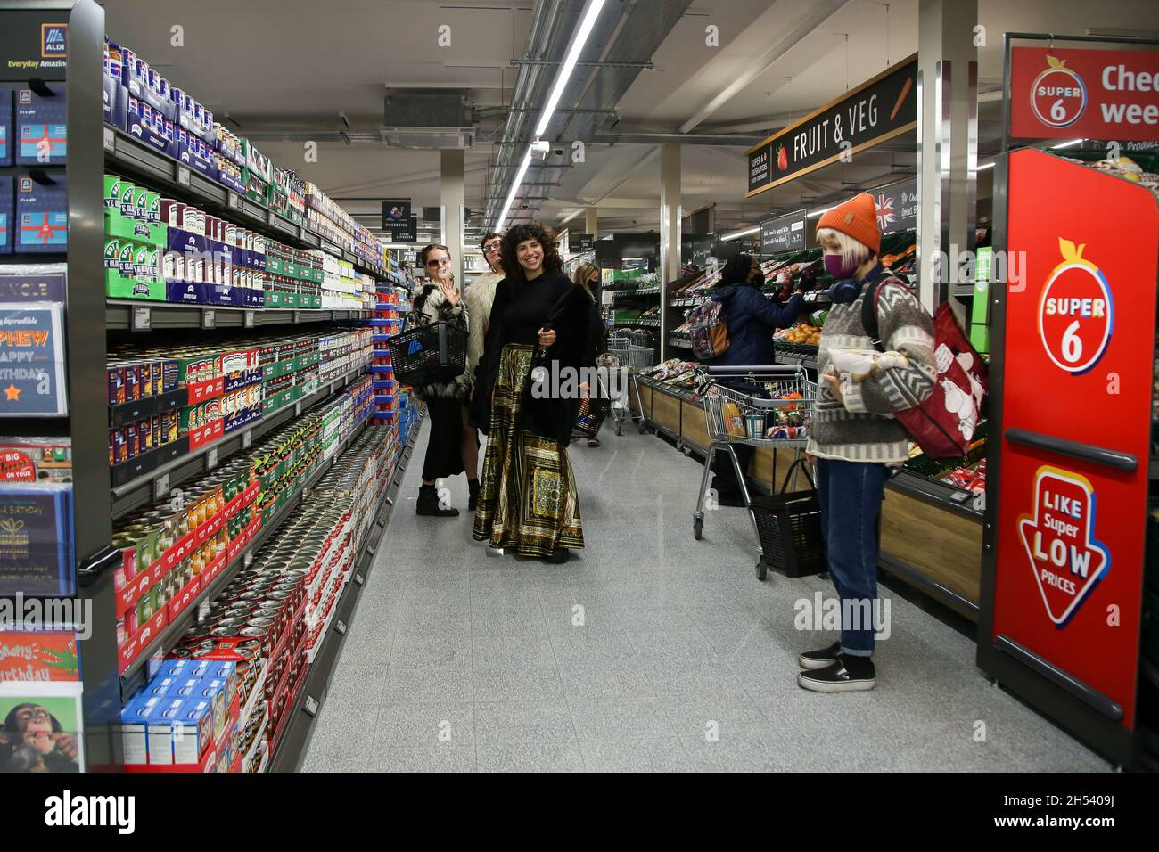 London, UK. 28th Oct, 2021. Shoppers are seen in Aldi supermarket.  According to research from Which?, Aldi has been named as the cheapest  supermarket in the UK for the second month running,