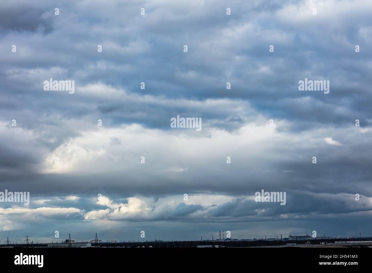 blue sky with lush cumulus clouds Stock Photo