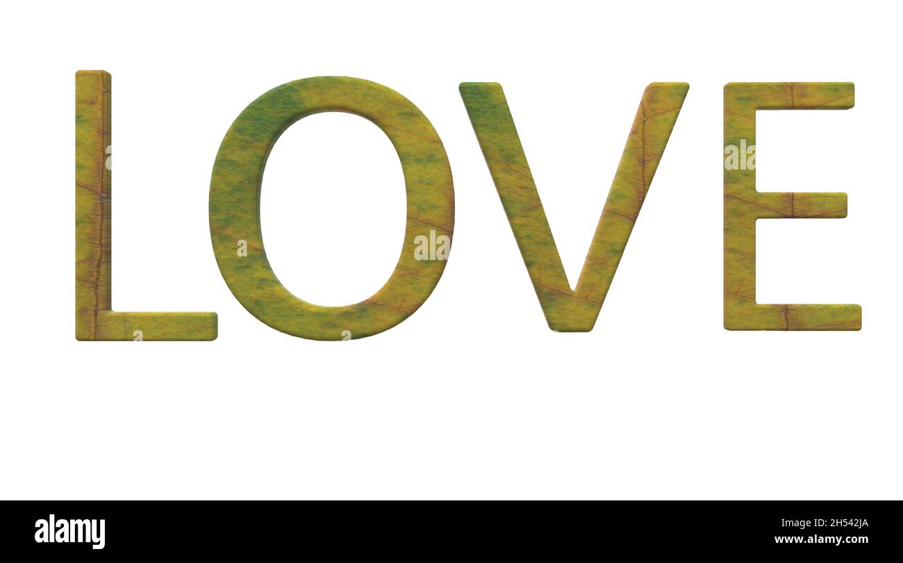 Love Word Letters in Yellow Green Colors Stock Vector