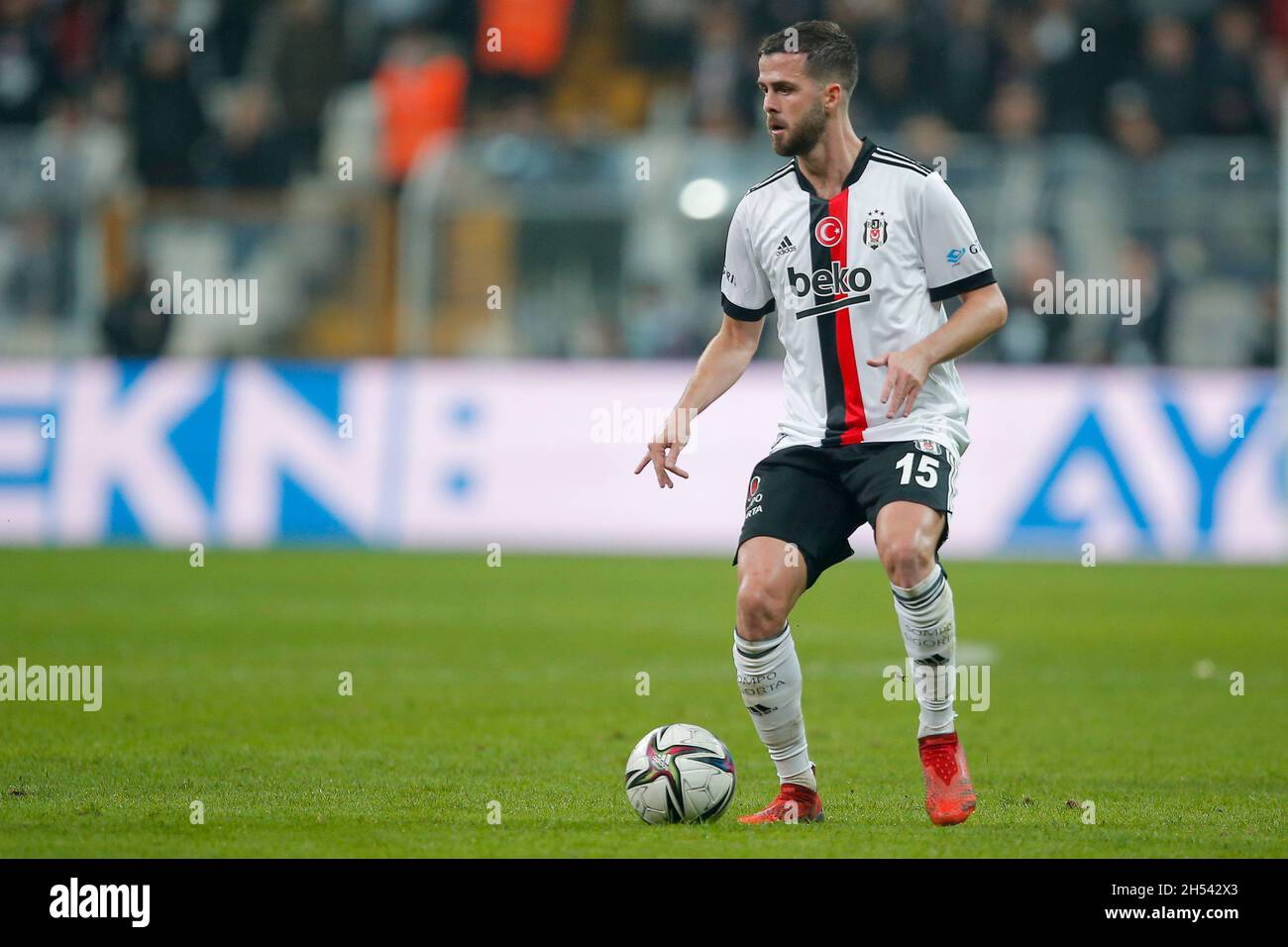 Istanbul, Turkey. 14th Jan, 2022. ISTANBUL, TURKEY - JANUARY 14: Miralem  Pjanic of Besiktas JK controls the ball during the Turkish Super Lig match  between Besiktas and Gaziantep FK at Vodafone Park