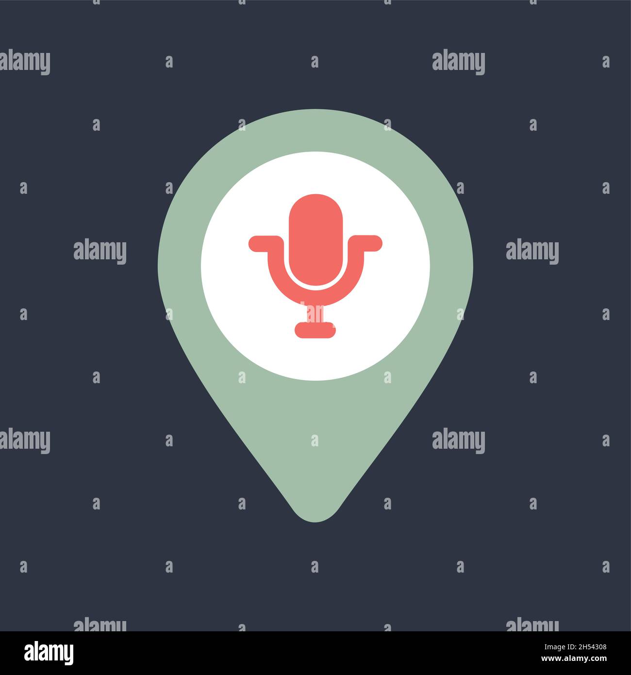 Microphone pin map icon. Map pointer. Map markers. Vector illustration