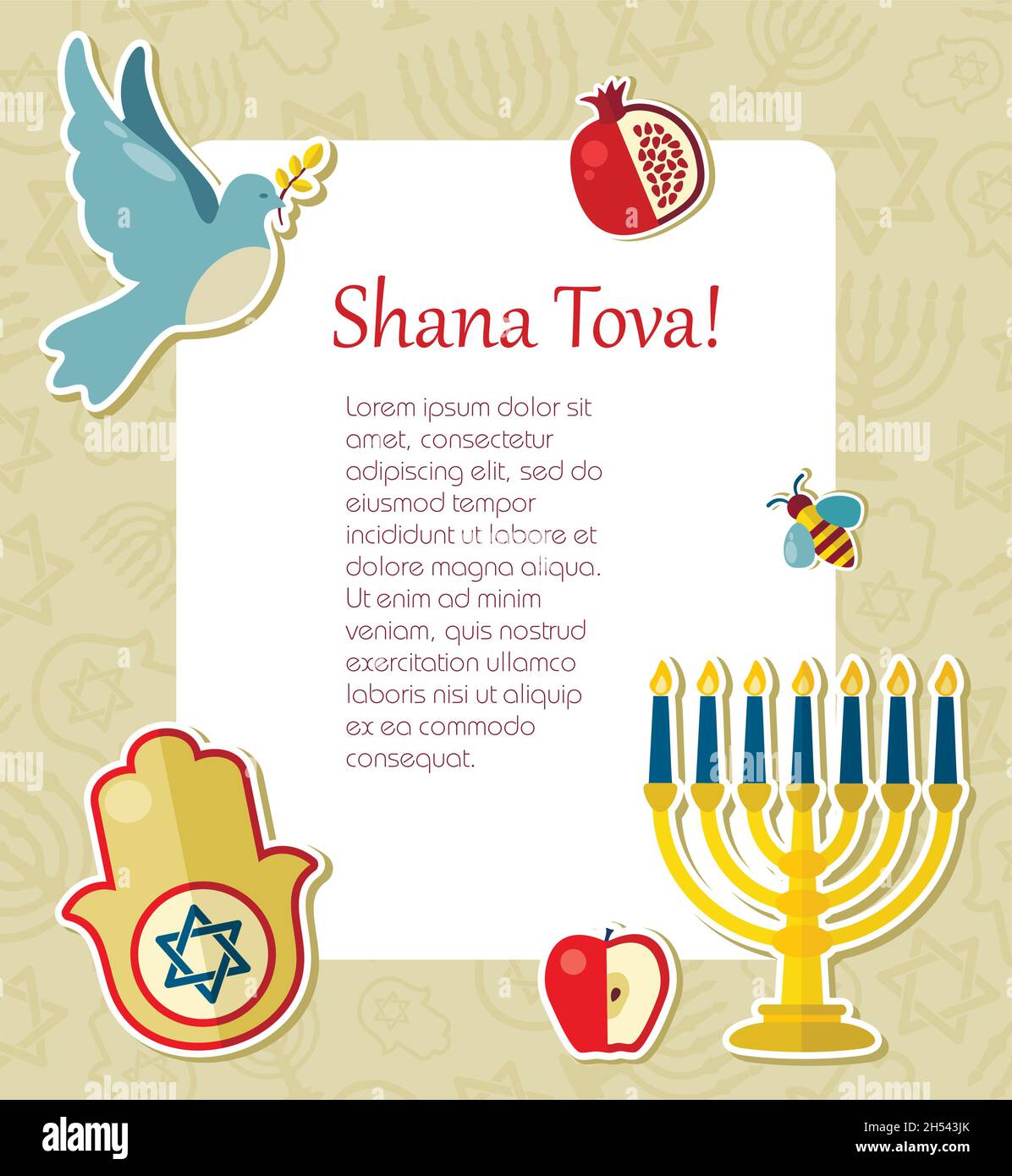 Card for Jewish new year holiday. Rosh Hashanah. Template for postcard