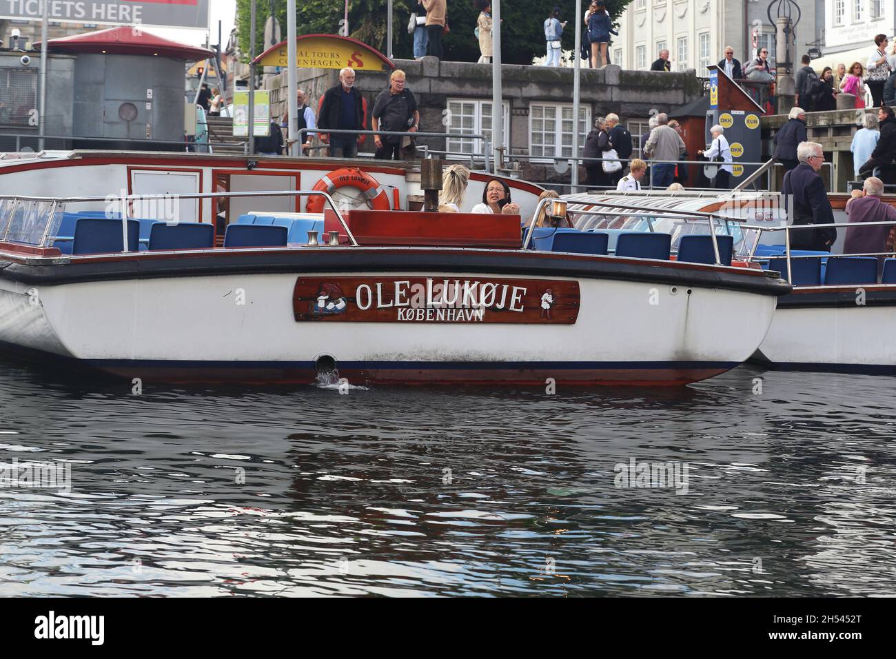 COPENHAGEN, DENMARK - JUNE 29, 2016: This is one of the ships to the tourist cruise on the canals of the city, which is named after the hero of fairy Stock Photo