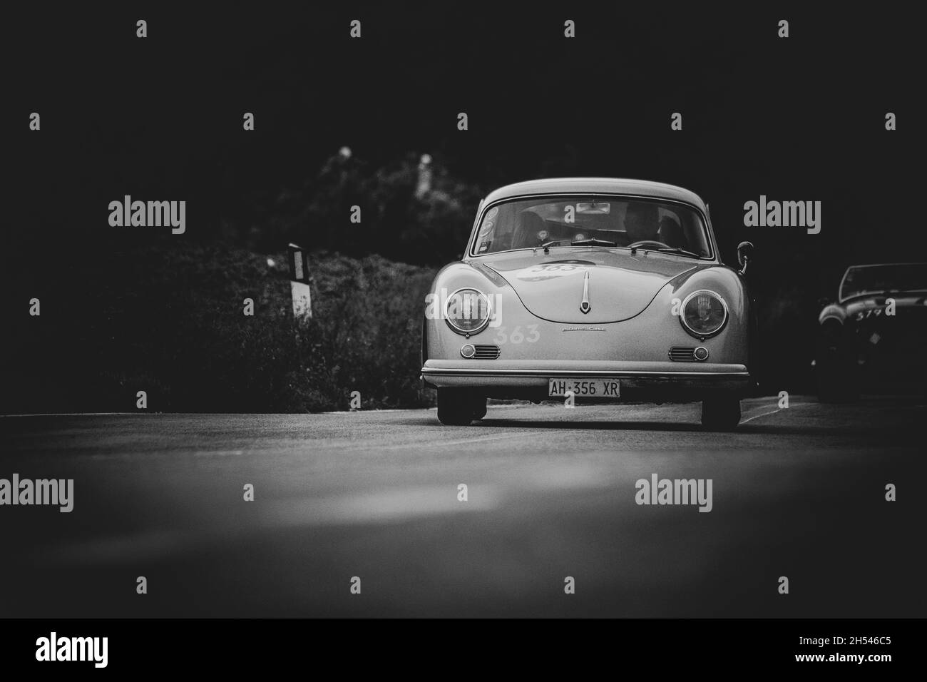 CAGLI , ITALY - OTT 24 - 2020 : PORSCHE 356 A 1600 1956 on an old racing car in rally Mille Miglia 2020 the famous italian historical race (1927-1957 Stock Photo