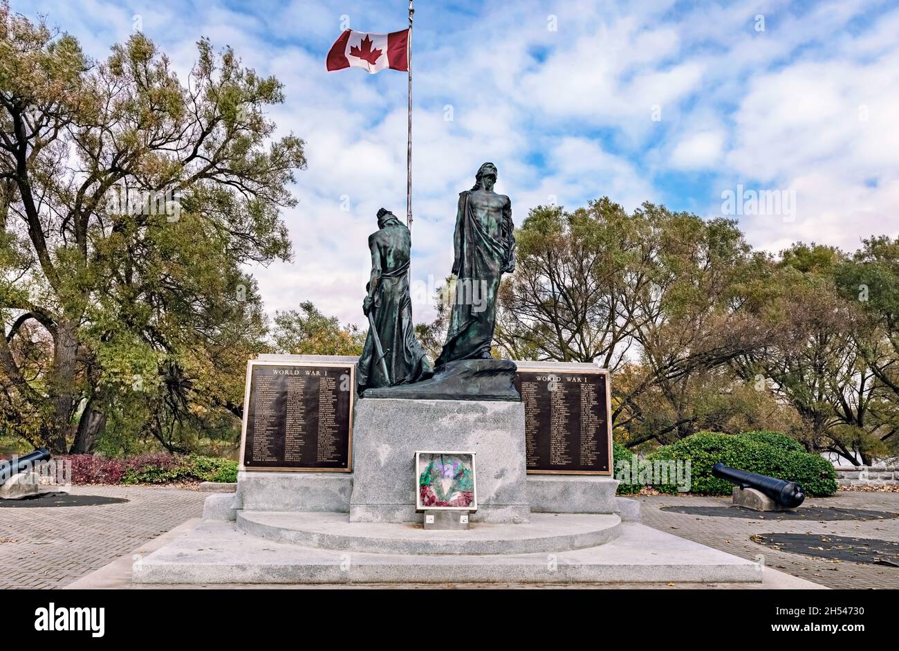 View at the World War I Perth regiment memorial  in Stratford, Ontario, Canada Stock Photo