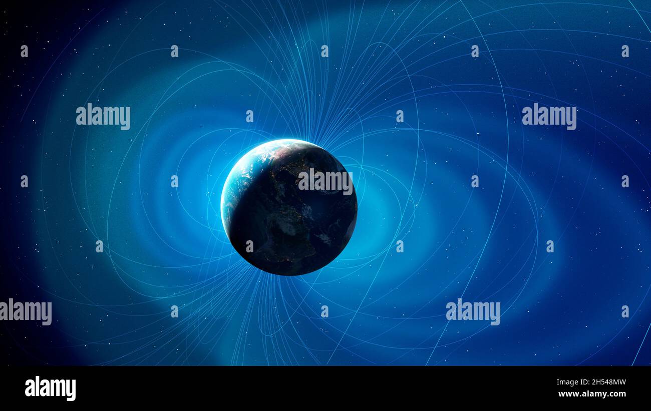 Earth's magnetic field, illustration Stock Photo