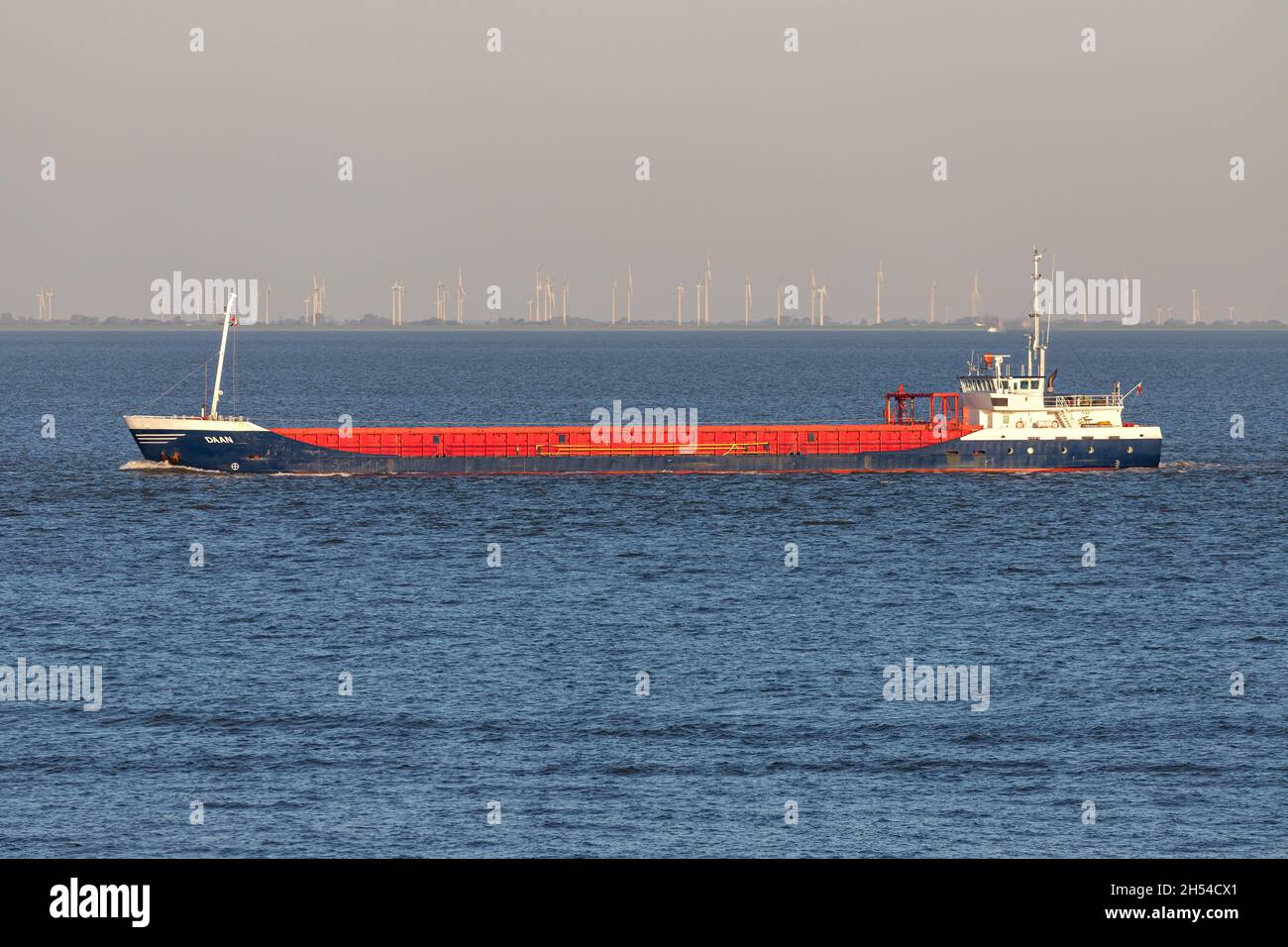 general cargo vessel DAAN on the river Elbe Stock Photo