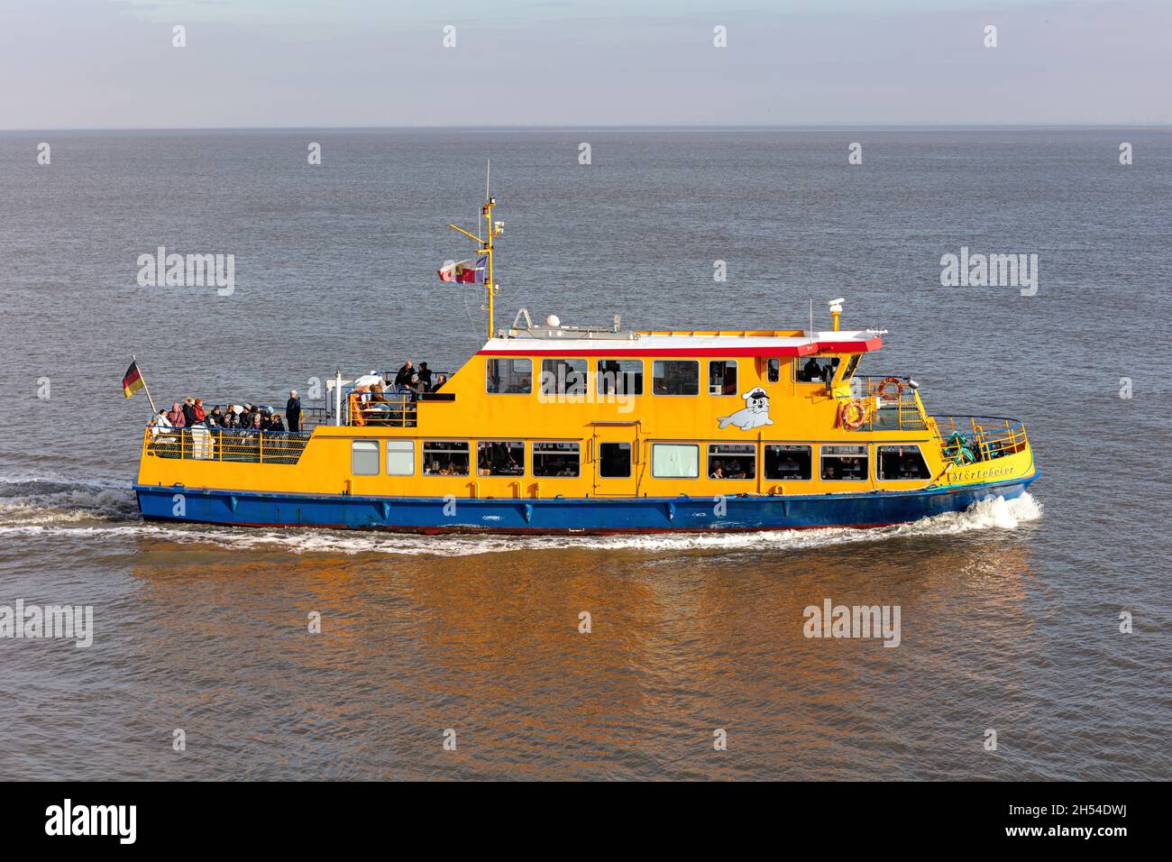 excursion boat STÖRTEBEKER on the river Elbe Stock Photo