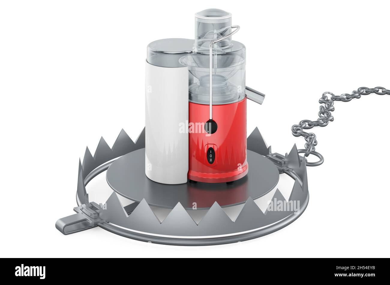 Bear trap with juicing machine, 3D rendering isolated on white ...