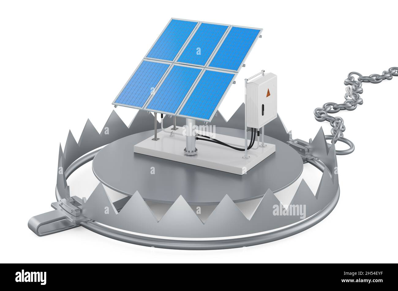 Bear trap with solar panel, 3D rendering isolated on white background ...