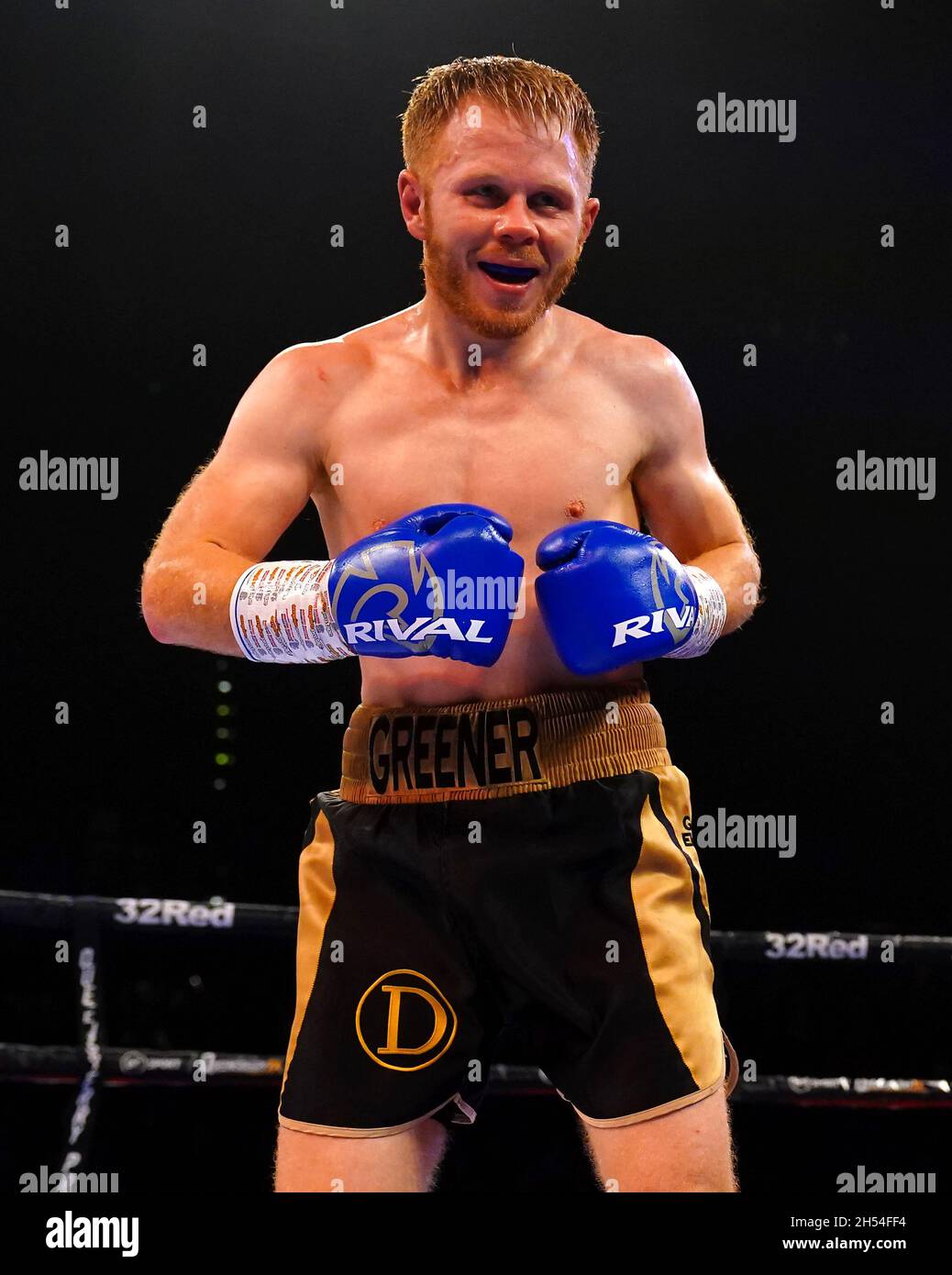 Stu Greener in action against Eithan James during the Super-Lightweight Contest at Utilita Arena, Birmingham. Picture date: Saturday November 6, 2021. Stock Photo