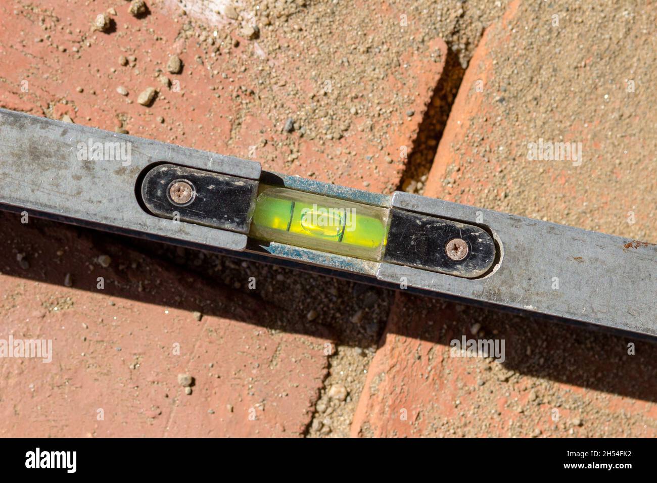 Top view of construction level tool on the ground Stock Photo Alamy