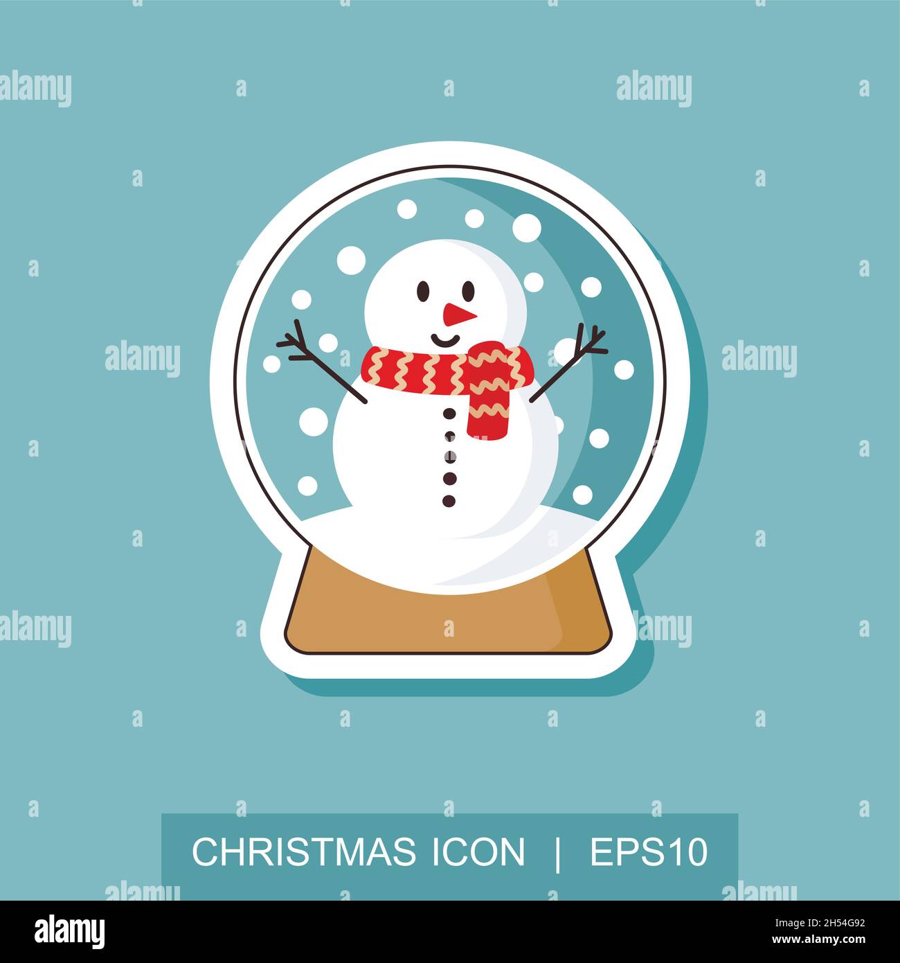 Merry christmas glass ball with snowman icon. Merry Christmas and Happy ...