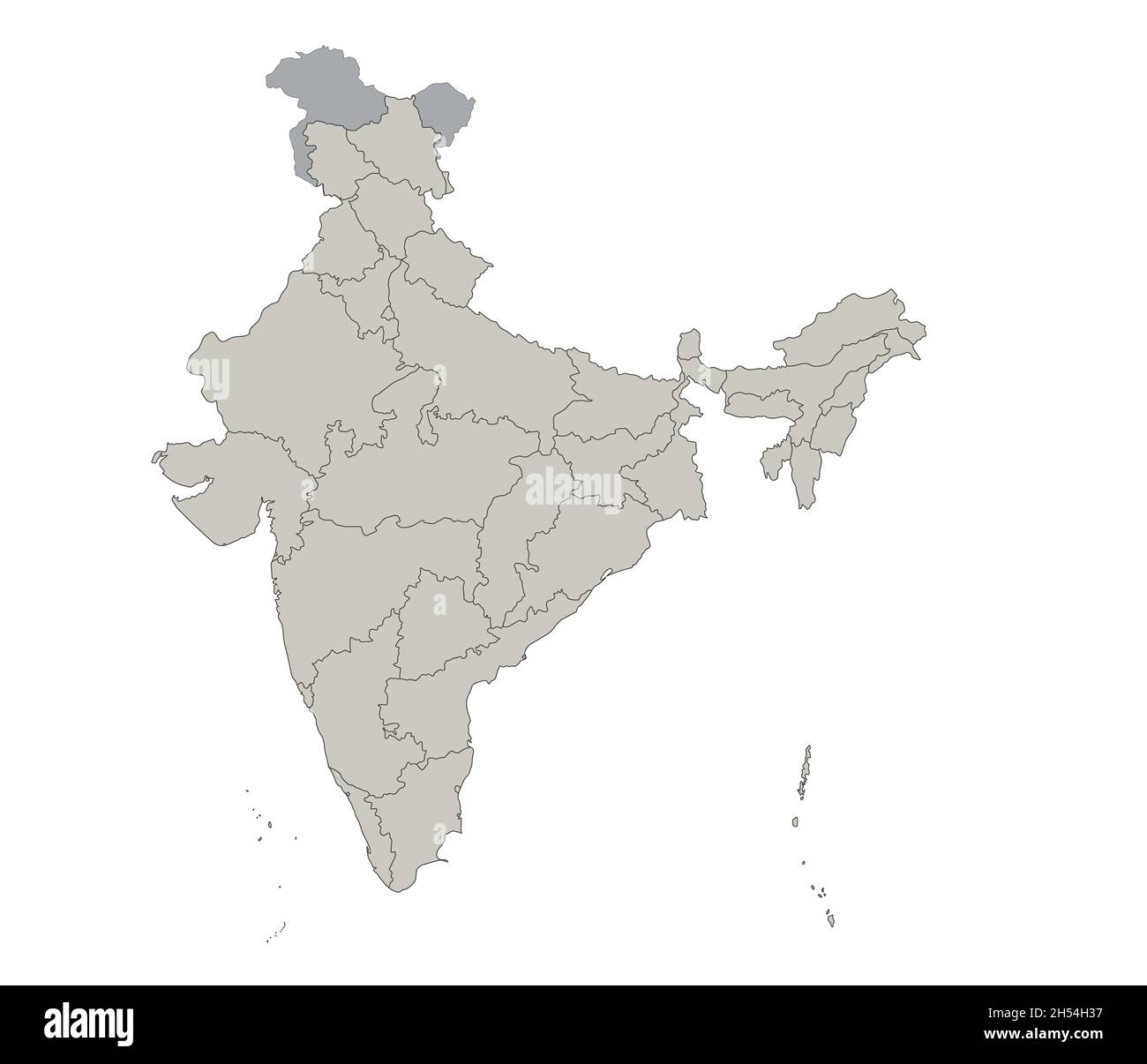 India map, individual regions, blank Stock Photo