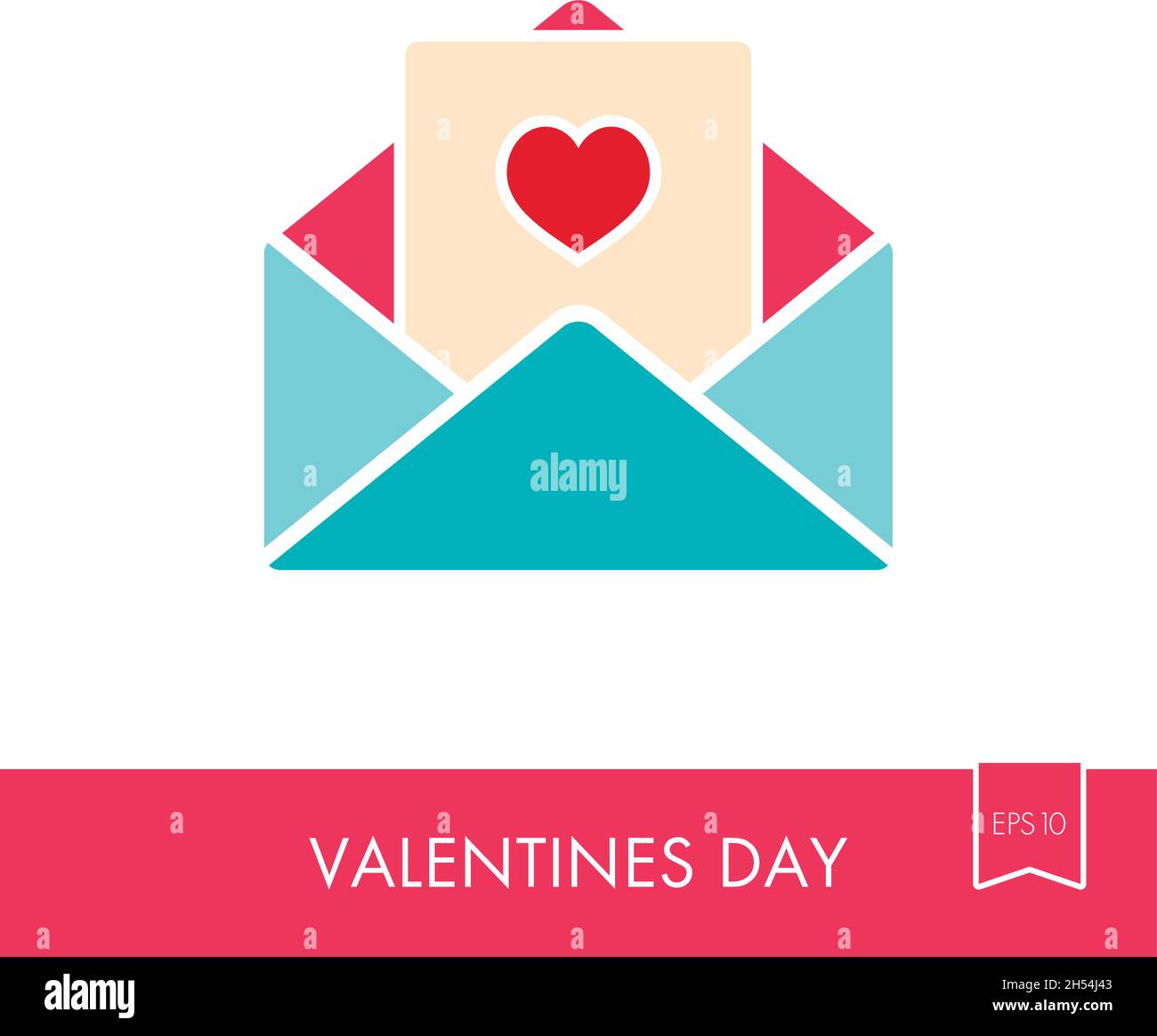 Happy Valentine day Card in envelope icon. Heart sign, symbol ...