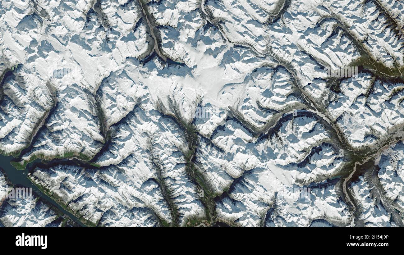 Aerial of the Columbia Ice field, Canada Stock Photo