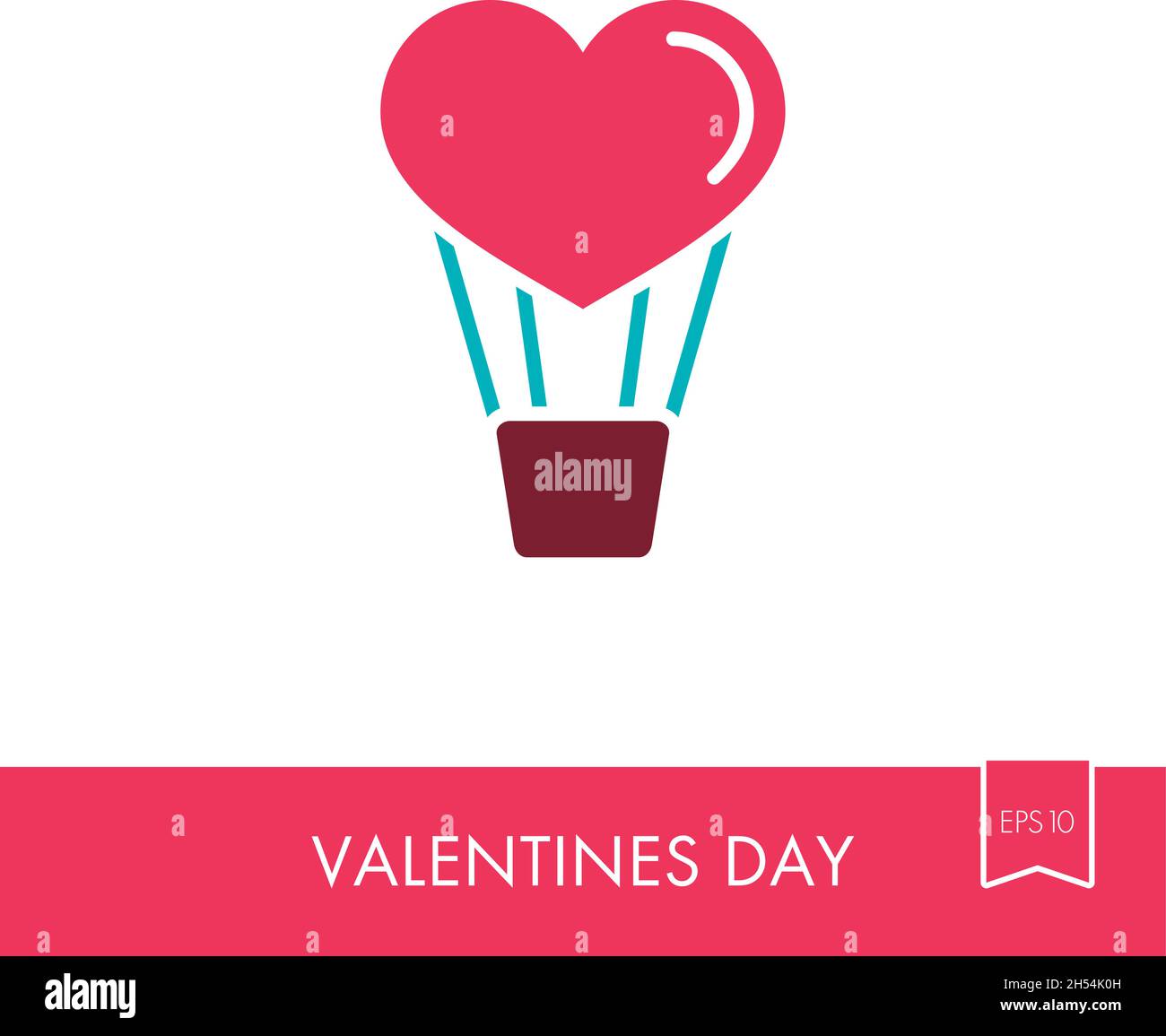 Heart air balloon thin line icon. Valentines day symbol. Vector ...