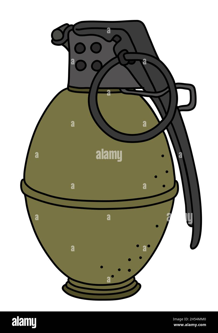 The old khaki offensive hand grenade Stock Photo