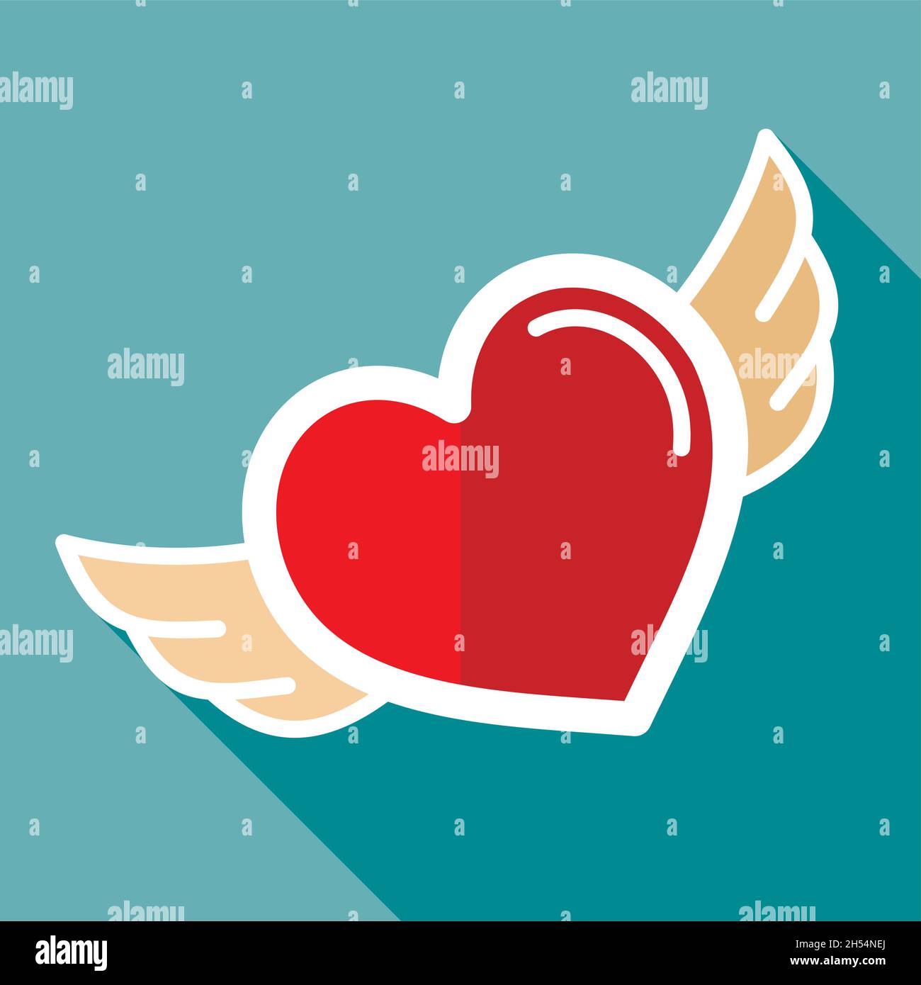 Heart with wings icon. Valentines day symbol. Vector illustration ...