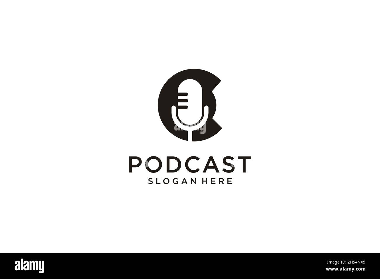 initial letter C with microphone podcast logo design template vector Stock Vector