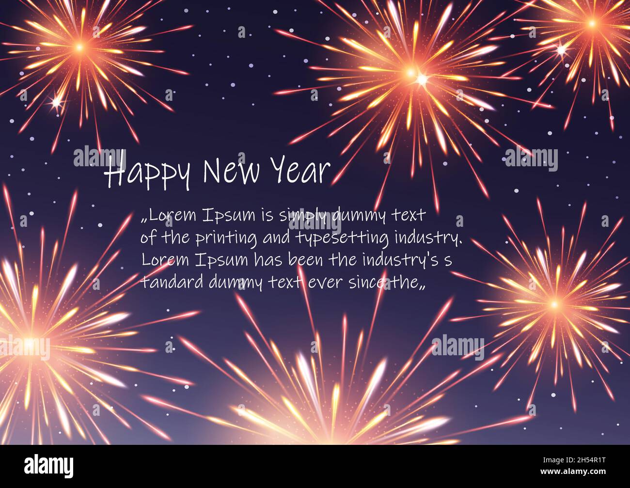 Happy New Year, greeting card, firework background vector Stock Vector