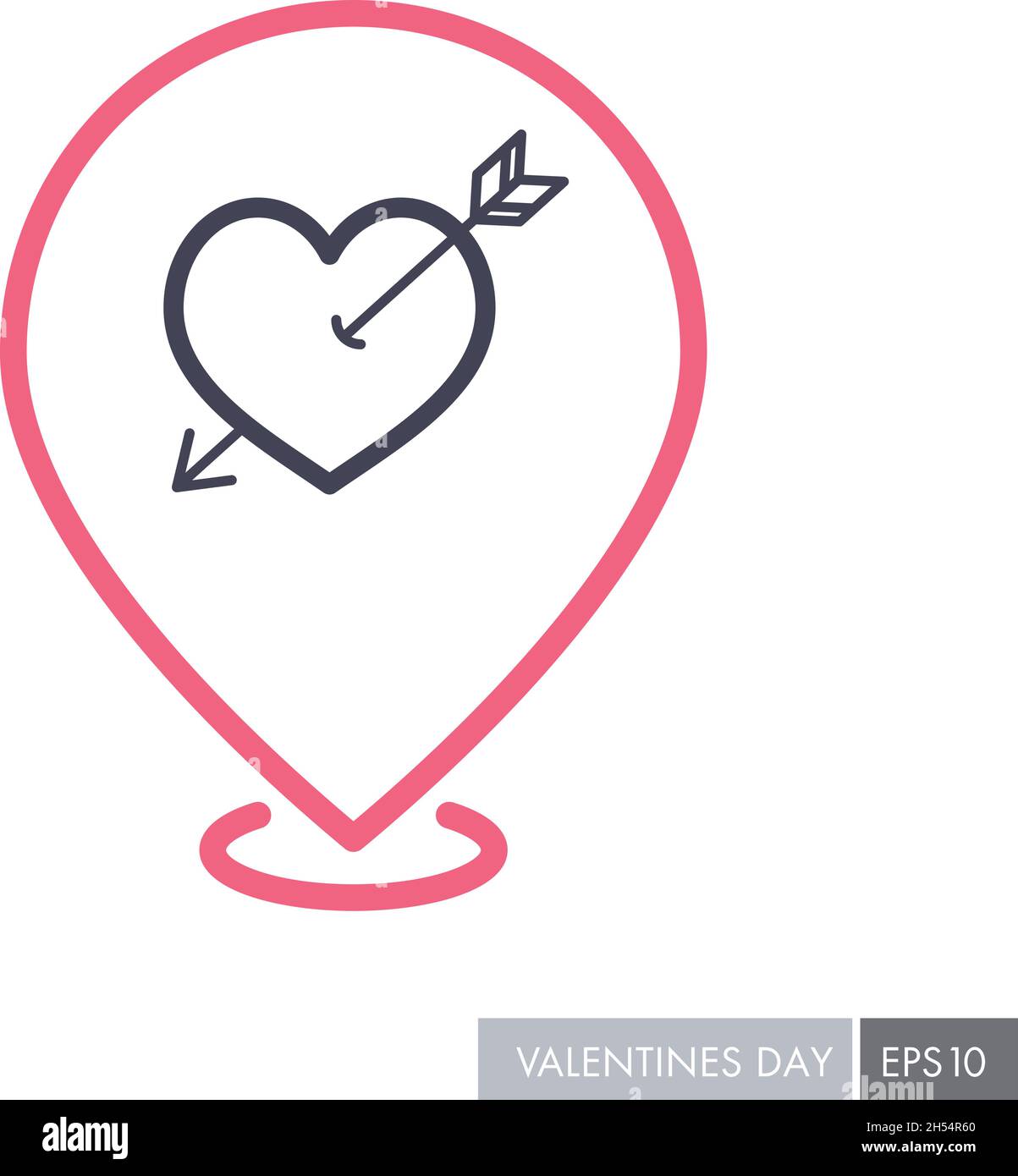 Arrow heart pin map icon. Love sign. Valentines day symbol. Map pointer ...