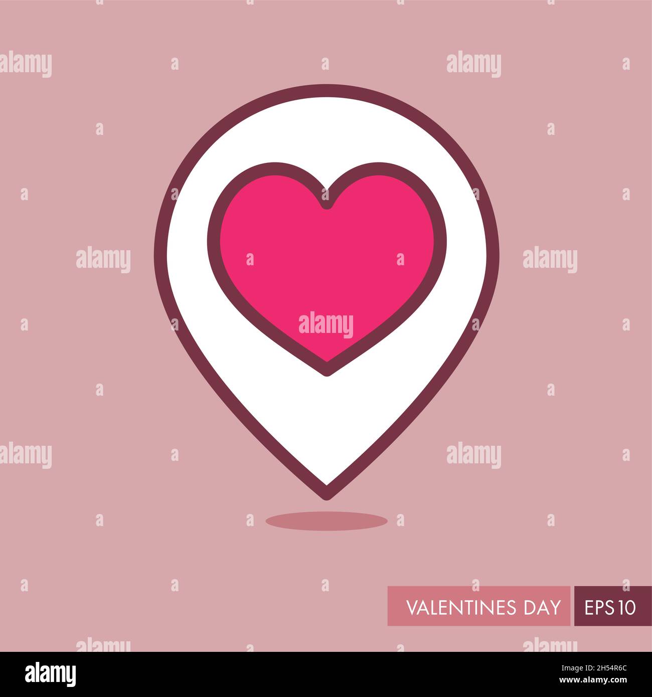 Heart pin map icon, Love symbol Valentine Day. Map pointer. Vector ...