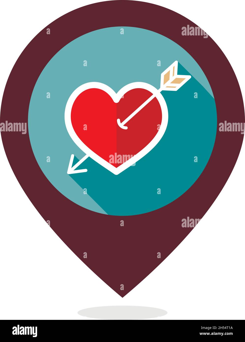 Arrow heart pin map icon. Love sign. Valentines day symbol. Map pointer ...