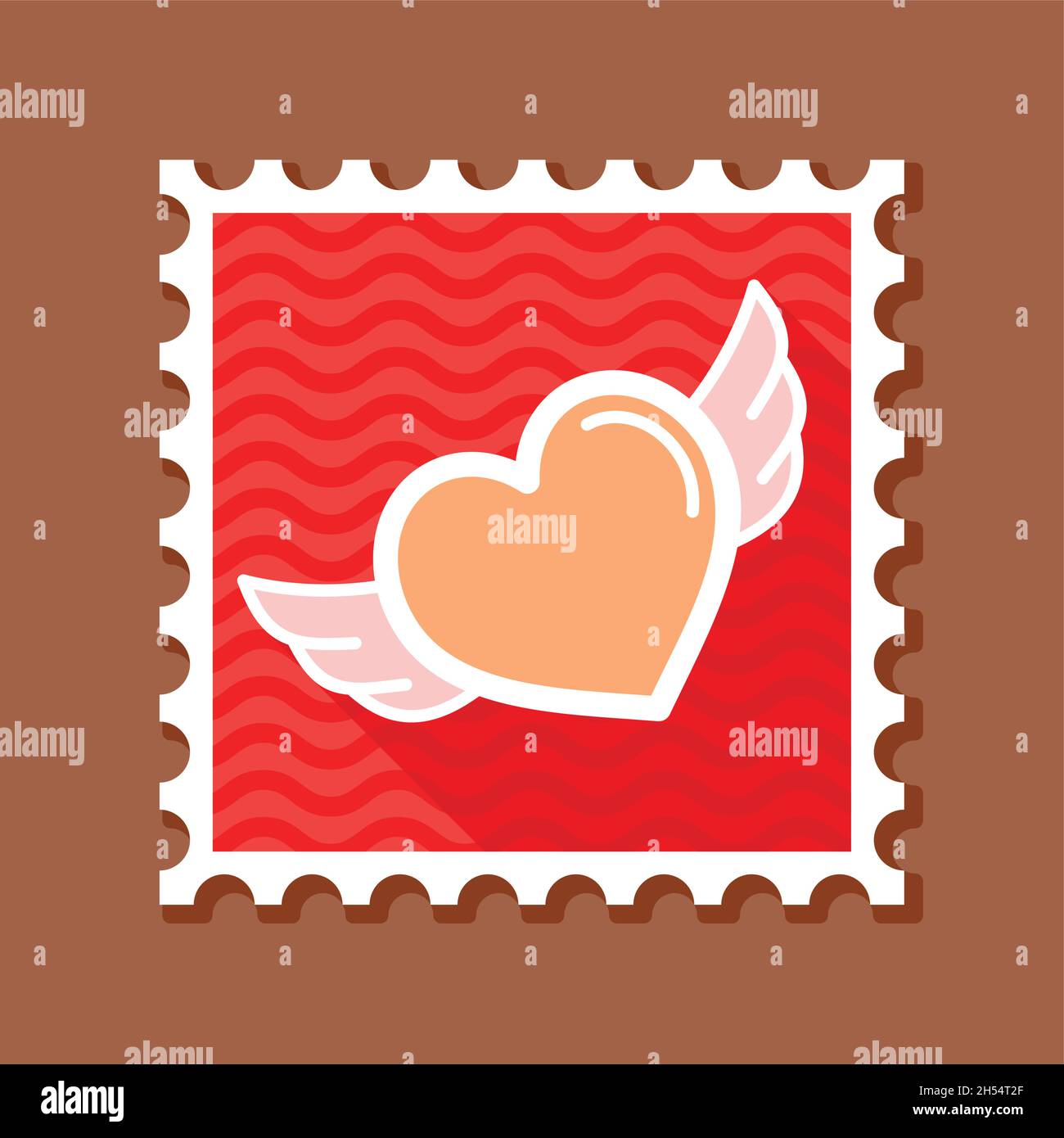 Heart with wings stamp. Valentines day symbol. Vector illustration ...