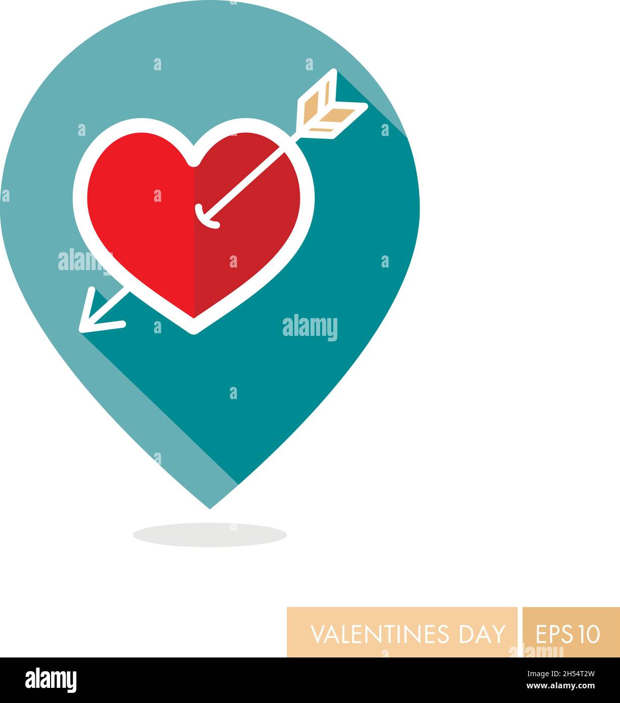 Arrow heart pin map icon. Love sign. Valentines day symbol. Map pointer ...