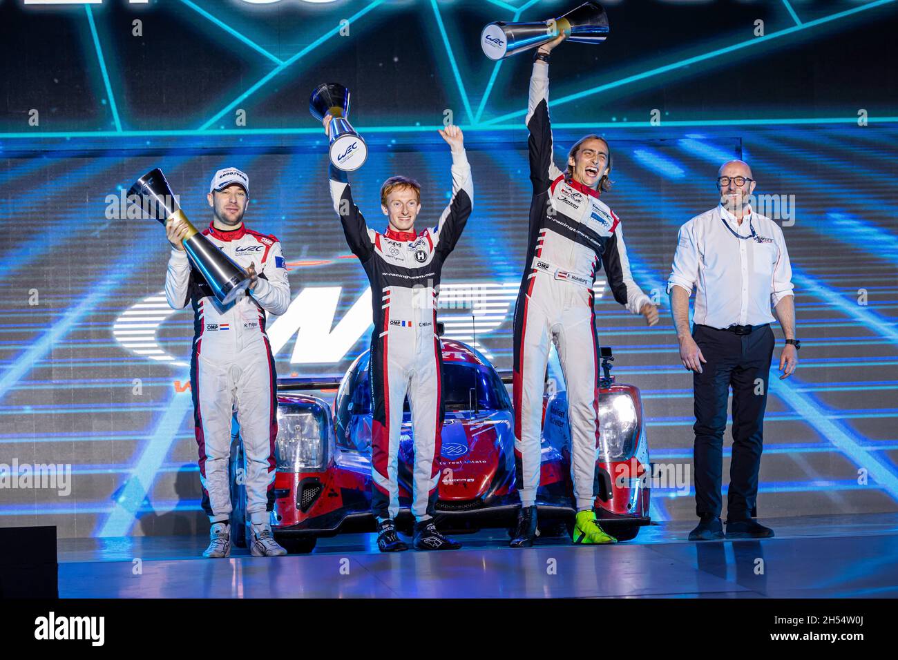 31 Frijns Robin (nld), Habsburg-Lothringen Ferdinand (aut), Milesi Charles (fra), Team WRT, Oreca 07 - Gibson, portrait during the 2021 World Endurance Championship prize giving ceremony, FIA WEC, on the Bahrain International Circuit, from November 4 to 6, 2021 in Sakhir, Bahrain - Photo Germain Hazard / DPPI Stock Photo