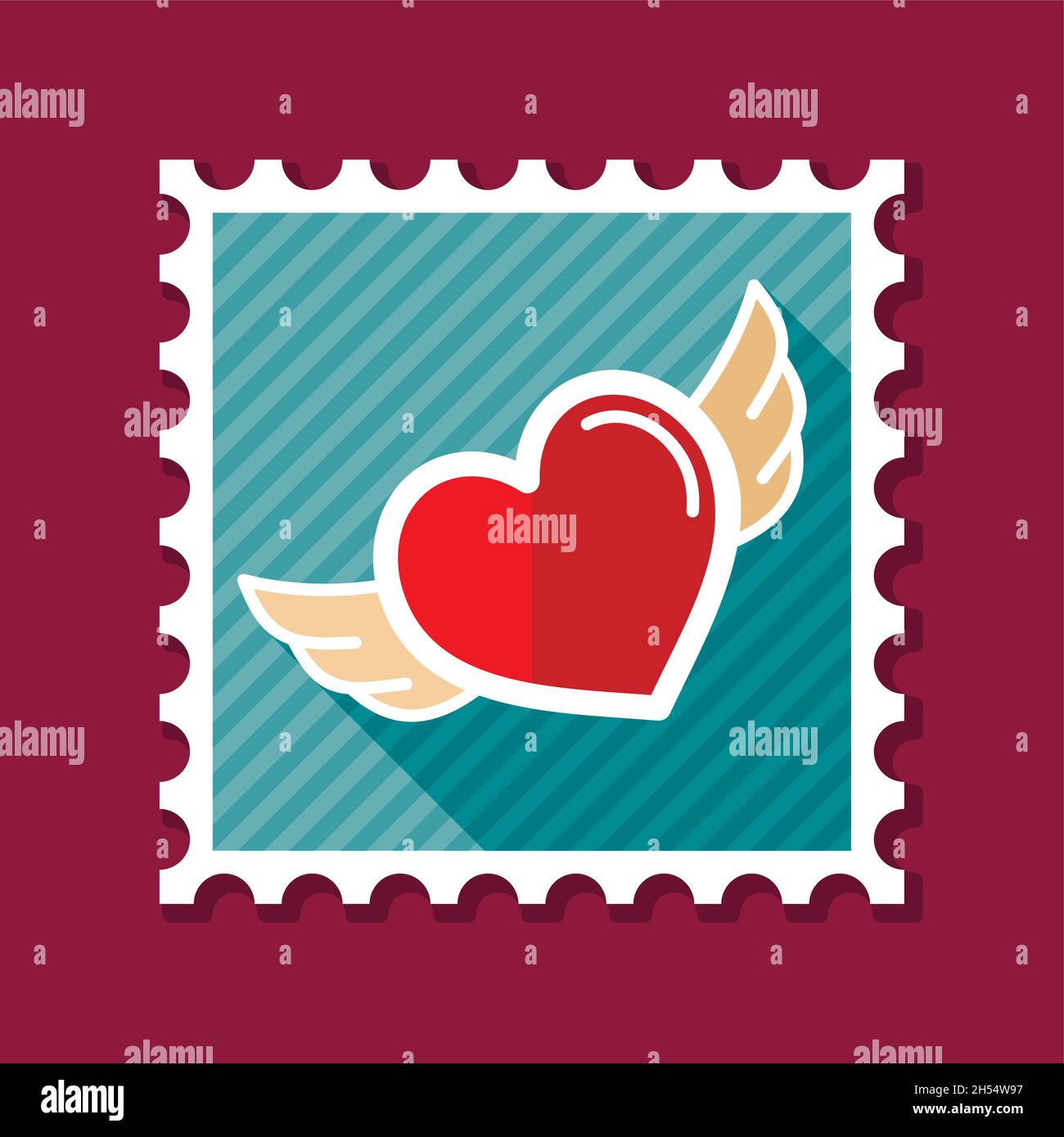 Heart with wings stamp. Valentines day symbol. Vector illustration ...