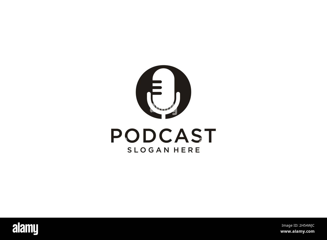 initial letter O with microphone podcast logo design template vector Stock Vector