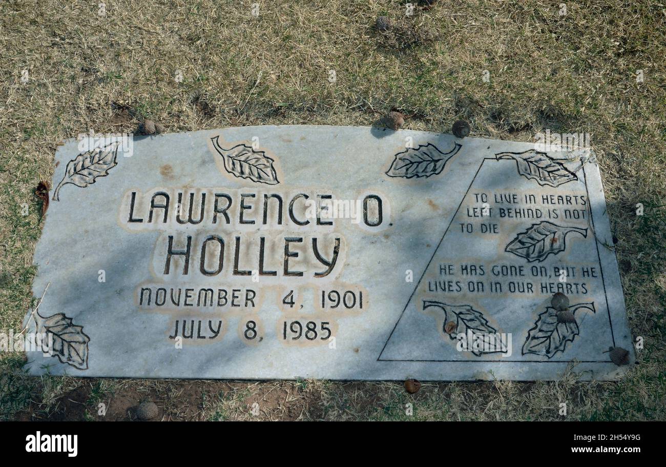 Grave Site for Lawrence Odell Holley, Buddy Holly's father at Lubbock, Texas city cemetery. Stock Photo
