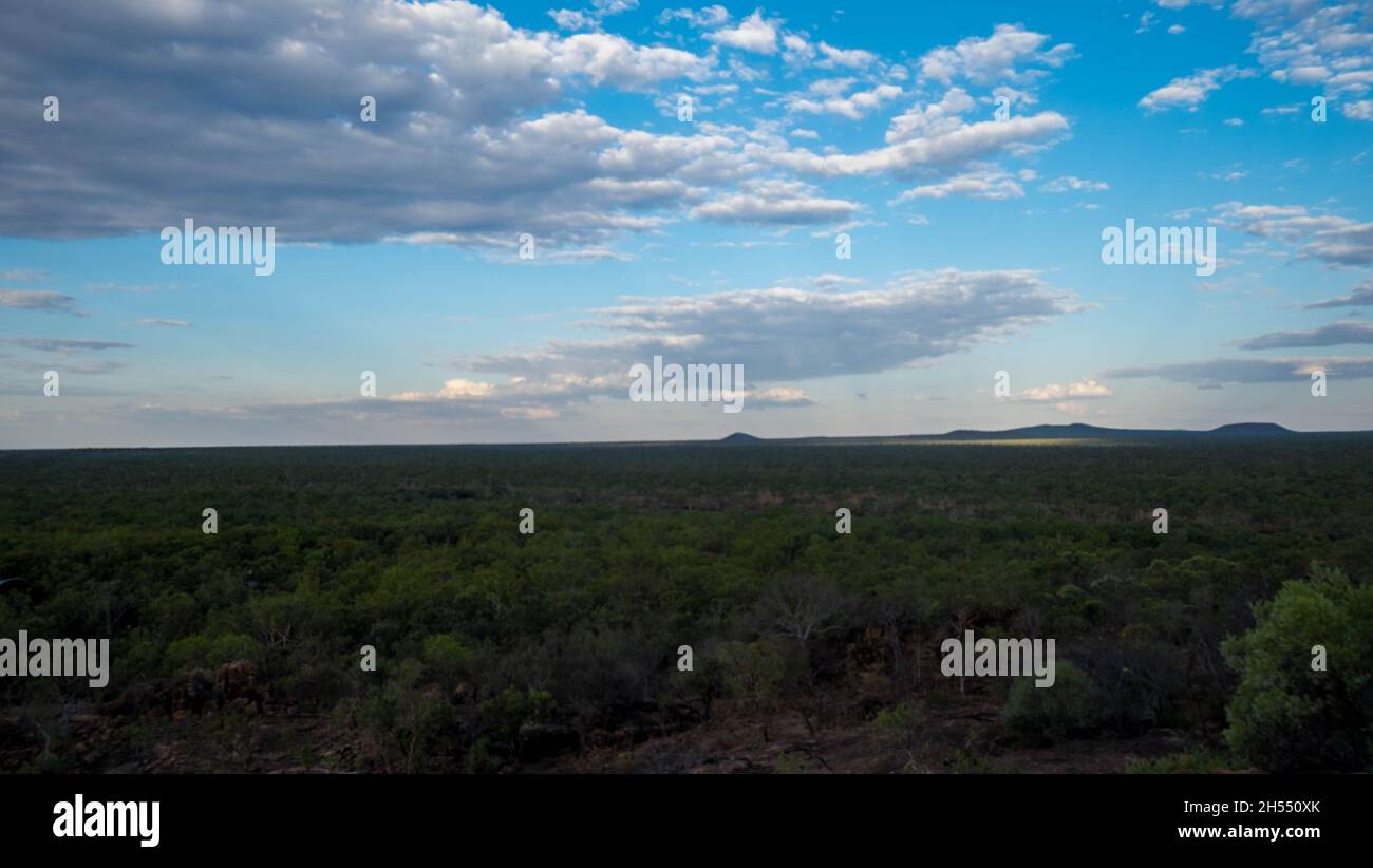 Sunset at Undara Bluff, Undara, Queensland, Australia Stock Photo