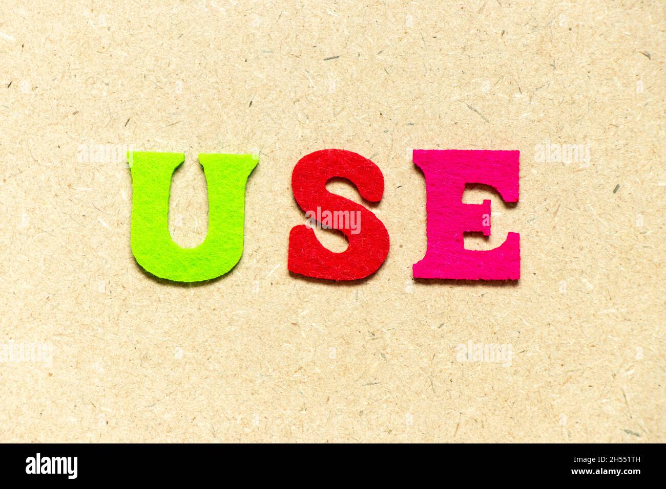 Color cloth alphabet letter in word use on wood background Stock Photo ...